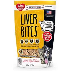 Chewmasters (274386) Beef Liver Bites Freeze Dried Dog Treats Bag, 17.6 Oz.