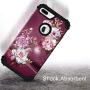 iPhone 8 Plus Case, iPhone 7 Plus Case, Hocase Heavy Duty Shockproof Protection Hard Plastic+Silicone Rubber Hybrid Protective Case for iPhone 8 Plus/iPhone 7 Plus - Royal Purple/White Flowers