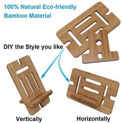 Cell Phone Tablet Stand 2 Pack, Bamboo Wooden Smart Phone Desktop Charging Dock Holder Compatible with Pad, Tablet, Phone 8 Plus X XS Max XR 7 7Plus, All iOS & Android Devices,