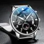 Donia Mens Watch Multi-Hand Original Stainless Steel Waterproof Fashion Casual Analog Quartz Gift Watch Black