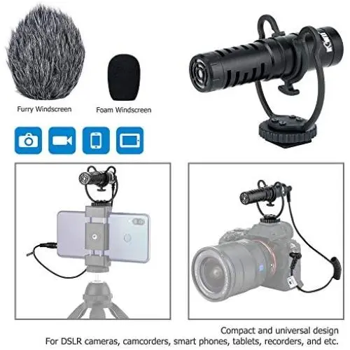Ultracompact Cell Phone Video Microphone, Camera Video Mic for iPhone, Android Phone, GoPro Hero, DJI Osmo, DSLR, Video Camera on Vlogging/Wedding/Interview/Podcasting/Facebook Live/Run-n-Gun Shoot Ultracompact Cell Phone Video Microphone, Camera Video Mic for iPhone, Android Phone, GoPro Hero, DJI Osmo, DSLR, Video Camera on Vlogging/Wedding/Interview/Podcasting/Facebook Live/Run-n-Gun Shoot