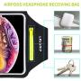 HAISSKY Armband Case with Airpods Holder/Car Key Bag Cell Phone Holder Gym Case Fits iPhone 11 Pro Max/11 Pro/Xs Max/XR 8 7 6,Galaxy S10+/S10/S10e/S9+ with Key Holder&Card Slot up to 6.8" (Black)