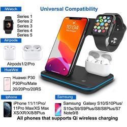 Wireless Charger 3 in 1 Charging Station for Latest Airpods iPhone and iWatch, Wireless Compatible with iPhone 11 Series/XS MAX/XR/XS/X/8/8Plus/ Apple Watch Charger 5 4 3 2 1 Airpods 3 2 1/Samsung