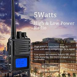 SAMCOM 5 Watts Two Way Radio Long Range Handheld UHF Business Ham Radio for Adult Programmable Walkie Talkie with Rechargeable 1500mAh Battery LCD Display Charging Docks Earpieces (6 Packs)