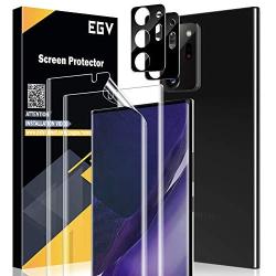 EGV [2 Pack] Screen Protector + [2 Pack] Camera Lens Protector for Galaxy Note 20 Ultra, HD Clear Flexible TPU Film [Self Healing] [Support Fingerprint], Bubble Free, Anti-Scratch