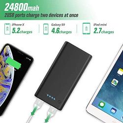 Portable Charger Power Bank【24800mAh】 HETP High Capacity External Battery Pack with 4 LED Lights Ultra-Compact High-Speed Recharging Battery Charger for Smart Phone Android Tablet and More -Black