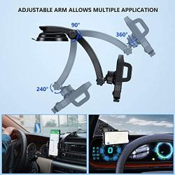 Car Phone Mount, Dashboard Windshield Car Phone Holder No Obstruction View & Strong Sticky Gel Suction Cup, Compatible iPhone 11/11 pro/XS MAX/XS/XR/X/8plus/7/8/6 Galaxy S10/S9/S8,Google etc