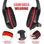 Xbox One Gaming Headset, PHOINIKAS H1 Wired Gaming Headset for PS4, PC, Laptop, Mac, iPad, Nintendo Switch Games, Over Ear Headphone with Microphone, Bass 5.1 Surround, LED Light, Gift for Kids (Red)