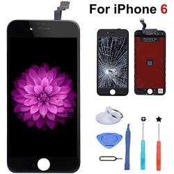 for iPhone 6 Screen Replacement Black, LCD Display & Touch Screen Digitizer Frame Assembly Set with 3D Touch and Repair Tools