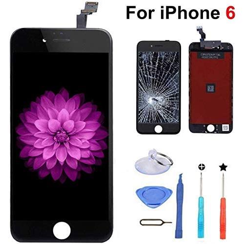 for iPhone 6 Screen Replacement Black, LCD Display & Touch Screen Digitizer Frame Assembly Set with 3D Touch and Repair Tools