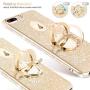 Cute iPhone 8 Plus Case, Cute iPhone 7 Plus Case, Glitter Luxury Bling Diamond Rhinestone Bumper with Ring Grip Kickstand Protective Thin Girly Gold iPhone 8 Plus/ 7 Plus Case for Women Girl - Gold