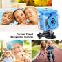 Kids Camera for Boys, Underwater Camera for Kids 3-13 Years Old - Rechargeable Camera for Kids Boys with 32GB TF Card and Anti-Fall Silicone Case (Blue)