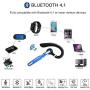 Bluetooth Headset, COMEXION Wireless Bluetooth Earpiece V4.1 Hands-Free Earphones with Stereo Noise Canceling Mic, Compatible iPhone Android Cell Phones Driving/Business/Office (Blue)