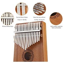 KMIKE 17 Keys Kalimba Thumb Piano Solid Mahogany Wood Finger Piano with Study Instruction and Tune Hammer for Kids Adult Beginners, Professionals - Perfect Christmas Gift