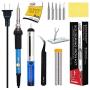 LDK Soldering Iron Kit Electronics, [Upgraded] Full Set 60W 110V Adjustable Temperature Welding Tool with 5pcs Different Tips, Stand, Tweezers, Sponge, Solder Sucker, Solder Wire and User Manual