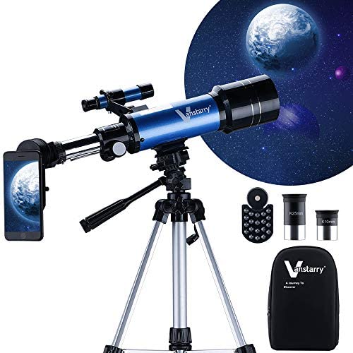 Vanstarry Telescopes for Kids, Travel Kids Telescope, 70mm Aperture 400mm AZ Mount Astronomical Refractor Telescopes for Adults Astronomy Beginners, Portable Travel Telescopes with Carry Bag