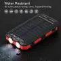 Solar Cell Phone Charger 10000mAh, POWOBEST Waterproof Solar Power Bank with Dual USB, External Backup Battery Pack for Smartphones, Portable Solar Panels with Flashlight & Compass
