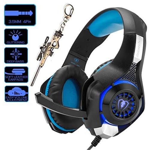 Pro Gaming Headset for PC PS4 Xbox One Surround Sound Over-Ear Headphones with Mic LED Light Bass Surround Soft Memory Earmuffs for Computer Laptop Switch Games Kid’s Boy’s Teen’s Gifts