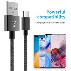 JOBKIM USB Type C Cable, 5 Pack - 6FT USB C Cable, Nylon Braided Fast Charger Cord Compatible with Samsung Galaxy S20 S20+ Huawei P40 P30, Google Pixel, LG V50 G8 and More - Black