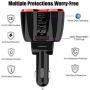Cigarette Lighter Splitter QC 3.0, 2-Socket USB C Car Charger Adapter Type C Multi Power Outlet 12V/24V 80W DC with LED Voltmeter Switch Dual USB Port for iPhone GPS Dashcam iPad Android Samsung