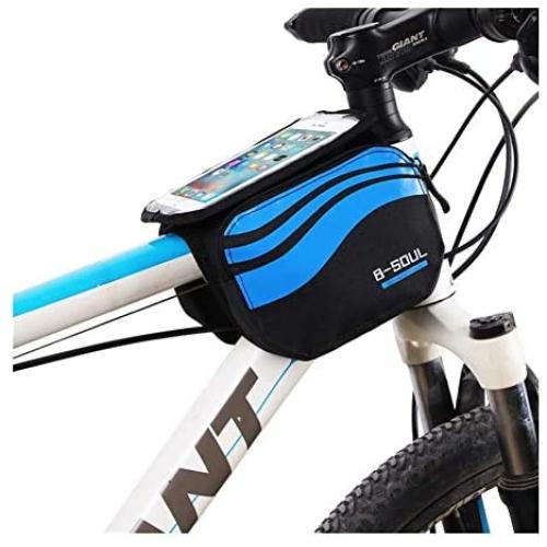 QLBF Bike Saddle Bicycle Seat Bag Water Resistant Bike Frame Bags, Bicycle Storage bags Bike Outdoor Seat Saddle Bag Waterproof Mountain Bike Upper Tube Bag Front Beam Bag Accessories Bag Mobile Phone