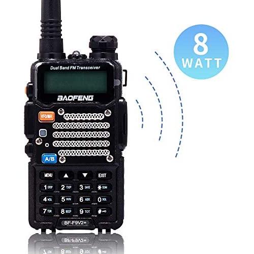 BaoFeng Two Way Radio,8-Watt Dual Band Radio with LED Display,Portable Walkie Talkies Includes 2100mAh Large Battery ,BF-F9V2+(Black, 1Pack)