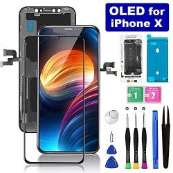 for iPhone X Screen Replacement OLED 5.8 inch with 3D Touch Screen Display Digitizer Assembly Set for A1865,A1901,A1902 w/Repair Tools Kit+ Waterproof Frame Adhesive Sticker+Screen Tempered Protector