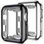 Mastten 2-Pack 38mm Case Compatible for Apple Watch Screen Protector, Full Protective Case TPU HD Ultra-Thin Cover Compatible for iWatch Series 3 2 1, Black, Silver
