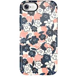 Speck 79990-5760 Presidio Inked Cell Phone Case for iPhone 7 - Marbled Floral Peach Matte/Marine Blue