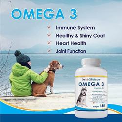 Salveo Petcare Omega 3 Fish Oil for Dogs - Natural Pet Supplement for Shiny Coat - Wild Caught More EPA & DHA Than Salmon Oil - No Fishy Smell or Mess - Ideal for Medium Large Dogs