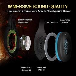 NPET HS10 Stereo Gaming Headset for PS4, PC, Xbox One Controller, Noise Cancelling Over-Ear Headphones with Mic, Soft Memory Earmuffs, LED Backlit, Volume Control