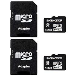 Micro Center 32GB Class 10 Micro SDHC Flash Memory Card with Adapter (2 Pack)