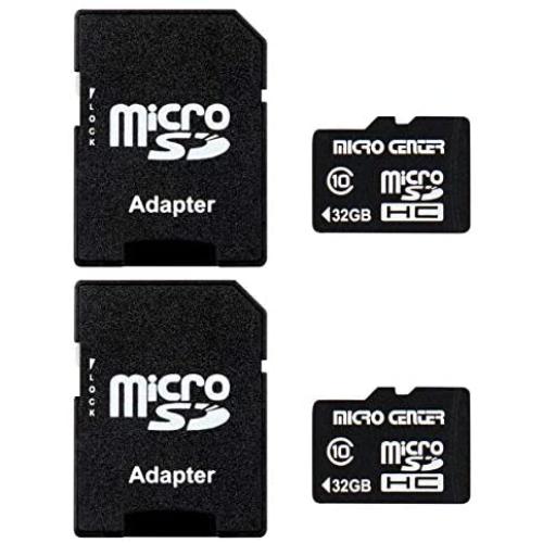 Micro Center 32GB Class 10 Micro SDHC Flash Memory Card with Adapter (2 Pack)