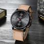 GOLDEN HOUR Mens Fashion Sport Quartz Watches with Leather Strap Waterproof Chronograph Watch, Auto Date in Blue/Red Hands, Color: Black, Brown