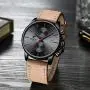 GOLDEN HOUR Mens Fashion Sport Quartz Watches with Leather Strap Waterproof Chronograph Watch, Auto Date in Blue/Red Hands, Color: Black, Brown GOLDEN HOUR Mens Fashion Sport Quartz Watches with Leather Strap Waterproof Chronograph Watch, Auto Date in Blue/Red Hands, Color: Black, Brown