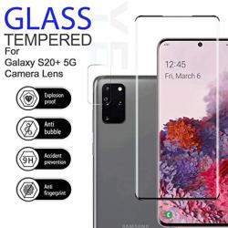 Galaxy S20 Plus HD Clear Tempered Glass Screen Protector + Camera Lens Protectors by YEYEBF, [2 + 2 Pack] [3D Glass] [Case-Friendly] Full Coverage (Samsung Galaxy S20 Plus)