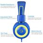 Kids Headphones - noot products K12 Foldable Stereo Tangle-Free 3.5mm Jack Wired Cord On-Ear Headset for Children/Teens/Boys/Girls/Smartphones/School/Kindle/Airplane Travel/Plane/Tablet (Blue/Lime)