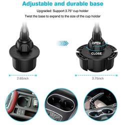 Car Cup Holder Phone Mount, Adjustable Gooseneck Cup Holder Cradle Car Mount 360°Rotatable Car Phone Holder for Cell Phone iPhone 11/Xs/X/8/7 Plus/Samsung Note 9/Galaxy S8,Huawei, etc.