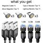 A.S Gen2 Magnetic Charging Cable, 540° Rotation Magnetic Phone USB Cable, 3A Fast Charging Data Transfer Charger Cable Compatible with USB C, Micro USB and iProduct (Black, 1.6ft+3.3ft+6.6ft)