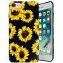 J.west iPhone SE 2020 Case,iPhone 8 & iPhone 7 Case, Vintage Floral Cute Yellow Sunflowers Black Soft Cover for Girls Women Flexible Fashion Design Pattern Drop Protective Case for iPhone 7/8 4.7 inch