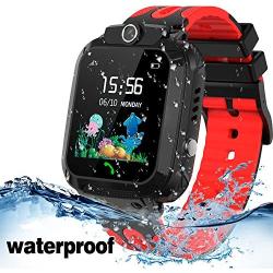 Kids Smart Watch Waterproof with GPS Tracker Phone Smartwatch SOS Game Voice Chat 1.44 Touch Screen for Boys Girls Birthday Gift (Red)