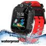 Kids Smart Watch Waterproof with GPS Tracker Phone Smartwatch SOS Game Voice Chat 1.44 Touch Screen for Boys Girls Birthday Gift (Red)