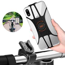 FISHOAKY Bike Phone Mount, 360° Rotation Silicone Bicycle Phone Holder, Universal Handlebar Mount for Cycling GPS/Music, Fits for X XR 8/8 Plus, Galaxy S10+, S10, Note 9/S9, 4.0"-6.5" Phones