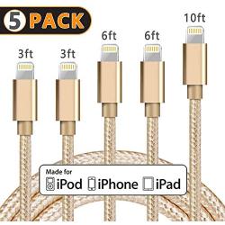 Lightning Cable iPhone Charger Cable Apple MFi Certified iphone Charger Lightning Cable 3 6 10ft 5pack iPhone 11 Pro XS XR X 8 7 6s 6 Plus MAX ipad Charging Cable Cord Fast Accessories Chargers