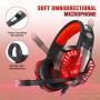 ENVEL Gaming Headset for PS4 with Mic,PC,Xbox One,Laptop,Surround Sound Over Ear Noise Cancelling Headphone with LED Lights Volume Control for Smartphone,Computer,Nintendo Switch(Black&Red)