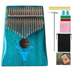 Kalimba Thumb 17 Keys Thumb Piano with Mahogany body builts, Tuning Hammer and Study Instruction -Professional Gift for Music Lovers,piano Beginners and Kids Beginners - Deer