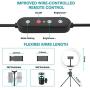 Selfie Ring Light 10’’ with Tripod Stand & Phone Holder, Desktop LED Ring Light with Dimmable 3 Light Modes &10 Brightness for Live Streaming/YouTube Video/Makeup/Volg, Compatible with iPhone Android