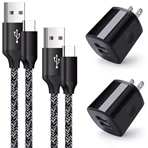 USB C Wall Charger, USB Charging Plug Charger Brick with Type C Cable Cell Phone C Charger Cord Compatible with Samsung Galaxy S10,S9,S8,A80,A70,OnePlus 7 Pro,7,6T,6,5T,Google Pixel 3a