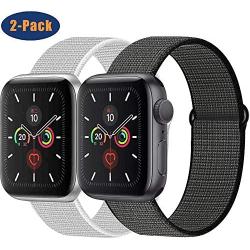 OHCBOOGIE Compatible with Apple Watch Band 38mm 40mm 42mm 44mm, Sport Band Soft Breathable Nylon Replacement Compatible with iWatch Series 5/4/3/2/1,2pack