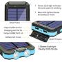 Solar Power Bank Portable Charger 20000mah Waterproof Battery Backup Charger Solar Panel Charger with Dual LED Flashlights and Compass for iPhone Android CellPhones